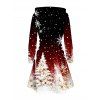 Christmas Couple Outfit Ombre Snowflake Christmas Tree Print Lace Up Drawstring A Line Hoodie Dress and Long Sleeve Shirt Set - Noir S | US 4