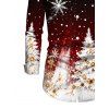 Christmas Couple Outfit Ombre Snowflake Christmas Tree Print Lace Up Drawstring A Line Hoodie Dress and Long Sleeve Shirt Set - Noir S | US 4