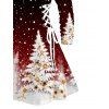 Christmas Couple Outfit Ombre Snowflake Christmas Tree Print Lace Up Drawstring A Line Hoodie Dress and Long Sleeve Shirt Set - Noir S | US 4