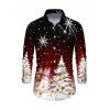 Christmas Couple Outfit Ombre Snowflake Christmas Tree Print Lace Up Drawstring A Line Hoodie Dress and Long Sleeve Shirt Set - Noir S | US 4