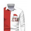 Men's Christmas Shirt Contrast Color Letter Christmas Tree Print Button Up Long Sleeve Holiday Shirt - Rouge S