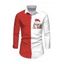 Men's Christmas Shirt Contrast Color Letter Christmas Tree Print Button Up Long Sleeve Holiday Shirt - Rouge S