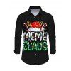 Men's Holiday Shirt Christmas Hat with Elk Horn Letter Colored Light Chains Print Button Up Long Sleeve Shirt - Noir 2XL