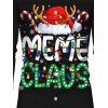Men's Holiday Shirt Christmas Hat with Elk Horn Letter Colored Light Chains Print Button Up Long Sleeve Shirt - Noir 2XL