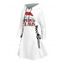 Christmas Hoodie Dress Contrast Color Letter Christmas Tree Print Lace Up Drawstring A Line Holiday Dress with Hood - Blanc S | US 4