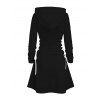 Holiday Hoodie Dress Christmas Hat with Elk Horn Letter Colored Light Chains Print Lace Up Drawstring A Line Dress with Hood - Noir XL | US 12