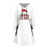 Christmas Couple Outfit Contrast Color Letter Christmas Tree Print Lace Up Drawstring A Line Hoodie Dress and Long Sleeve Shirt Set - Blanc S | US 4