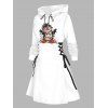 Christmas Hoodie Dress Cute Penguin with Colored Light Chains Print Lace Up Drawstring A Line Holiday Dress with Hood - Blanc L | US 8-10