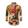 Men's Holiday Shirt Christmas Santa Claus with Christmas Hat Snowflake Shinny Beaded Print Button Up Long Sleeve Shirt - multicolor S