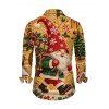 Men's Holiday Shirt Christmas Santa Claus with Christmas Hat Snowflake Shinny Beaded Print Button Up Long Sleeve Shirt - multicolor S