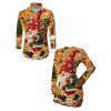 Holiday Couple Outfit Santa Claus with Christmas Hat Snowflake Shinny Beaded Print Sweater Dress and Long Sleeve Shirt Set - multicolor S | US 4