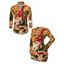 Holiday Couple Outfit Santa Claus with Christmas Hat Snowflake Shinny Beaded Print Sweater Dress and Long Sleeve Shirt Set - multicolor S | US 4