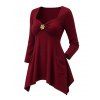 Daily Women Outfit Floral Decor Ruched Handkerchief Hem 3/4 Sleeve Top Fleece-Lined Slim Leggings and Faux Fur Boots Set - Rouge Vineux S | US 4