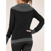 Winter Top Colorblock Cowl Neck Thumb Hole Cuff Fitted Waist Long Sleeve Top - Noir S | US 4
