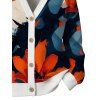 Vacation Cardigan Coat Watercolor Floral Print V Neck Button Up Long Sleeve Top - multicolor M | US 6