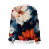 Vacation Cardigan Coat Watercolor Floral Print V Neck Button Up Long Sleeve Top - multicolor XL | US 12