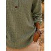 Winter Sweater Solid Color Hollow Out Henley Neck Curved Hem Long Sleeve Knit Top - Vert Armée XXL | US 14