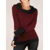 Winter Top Colorblock Cowl Neck Thumb Hole Cuff Fitted Waist Long Sleeve Top - Rouge Vineux S | US 4