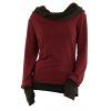 Winter Top Colorblock Cowl Neck Thumb Hole Cuff Fitted Waist Long Sleeve Top - Rouge Vineux XXL | US 14