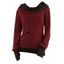 Winter Top Colorblock Cowl Neck Thumb Hole Cuff Fitted Waist Long Sleeve Top - Rouge Vineux XXL | US 14