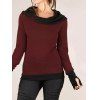Winter Top Colorblock Cowl Neck Thumb Hole Cuff Fitted Waist Long Sleeve Top - Rouge Vineux XL | US 12