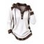 Vintage Hoodie Top Leopard Print Panel Textured Hooded Drawstring Long Sleeve Knitted Top - Blanc XXL | US 14
