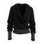 Vintage Western Style Knitted Top Cowl Neck Draped Striped Cuff Metal Decor Pullover Top - Noir M | US 6