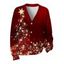 Christmas Cardigan Coat Ombre Gold Star Polka Dots Print V Neck Button Up Long Sleeve Holiday Top - Rouge Vineux M | US 6