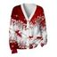 Christmas Cardigan Coat Colorblock Elk Sleigh Snowflake Print Button Up Long Sleeve Holiday Top - Rouge Vineux XXL | US 14