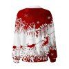 Christmas Cardigan Coat Colorblock Elk Sleigh Snowflake Print Button Up Long Sleeve Holiday Top - Rouge Vineux XXL | US 14