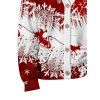 Christmas Cardigan Coat Colorblock Elk Sleigh Snowflake Print Button Up Long Sleeve Holiday Top - Rouge Vineux XXL | US 14