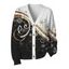 Christmas Cardigan Coat Colorblock Snowflake Scroll Print Button Up Long Sleeve Holiday Top - Noir M | US 6