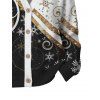 Christmas Cardigan Coat Colorblock Snowflake Scroll Print Button Up Long Sleeve Holiday Top - Noir M | US 6