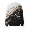 Christmas Cardigan Coat Colorblock Snowflake Scroll Print Button Up Long Sleeve Holiday Top - Noir M | US 6