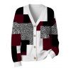 Casual Cardigan Coat Colorblock Geometric Leopard Print Print V Neck Button Up Long Sleeve Top - Rouge Vineux XXL | US 14