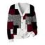Casual Cardigan Coat Colorblock Geometric Leopard Print Print V Neck Button Up Long Sleeve Top - Rouge Vineux XXL | US 14