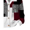 Casual Cardigan Coat Colorblock Geometric Leopard Print Print V Neck Button Up Long Sleeve Top - Rouge Vineux XXL | US 14