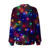 Christmas Party Cardigan Coat Colored Light Chains Print Button Up Long Sleeve Holiday Top - Noir S | US 4