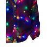 Christmas Party Cardigan Coat Colored Light Chains Print Button Up Long Sleeve Holiday Top - Noir S | US 4