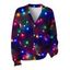 Christmas Party Cardigan Coat Colored Light Chains Print Button Up Long Sleeve Holiday Top - Noir S | US 4