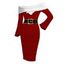 Christmas Party Dress Colorblock 3D Print Foldover Off the Shoulder Bell Sleeve Bodycon Holiday Dress - Rouge Vineux XXL | US 14