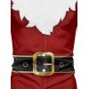 Christmas Couple Outfit Colorblock 3D Print Foldover Off the Shoulder Bell Sleeve Bodycon Dress and Long Sleeve Shirt Holiday Set - Rouge Vineux S | US 4