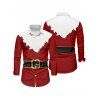 Christmas Couple Outfit Colorblock 3D Print Foldover Off the Shoulder Bell Sleeve Bodycon Dress and Long Sleeve Shirt Holiday Set - Rouge Vineux S | US 4
