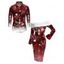 Christmas Couple Outfit Ombre Snowflake Print Foldover Off the Shoulder Bell Sleeve Bodycon Dress and Long Sleeve Shirt Holiday Set - Rouge Vineux S | US 4