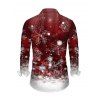 Christmas Couple Outfit Ombre Snowflake Print Foldover Off the Shoulder Bell Sleeve Bodycon Dress and Long Sleeve Shirt Holiday Set - Rouge Vineux S | US 4