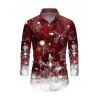 Christmas Couple Outfit Ombre Snowflake Print Foldover Off the Shoulder Bell Sleeve Bodycon Dress and Long Sleeve Shirt Holiday Set - Rouge Vineux S | US 4