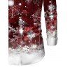 Christmas Couple Outfit Ombre Snowflake Print Foldover Off the Shoulder Bell Sleeve Bodycon Dress and Long Sleeve Shirt Holiday Set - Rouge Vineux S | US 4