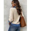 Casual Faux Twinset Knit Sweater Colorblock Faux Denim Argyle Textured Long Sleeve 2 In 1 Top - Abricot S | US 4
