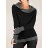 Daily Women Outfit Colorblock Cowl Neck Thumb Hole Cuff Fitted Waist Top and Grommet Buckle Skinny Leggings Set - Noir S | US 4