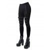 Daily Women Outfit Colorblock Cowl Neck Thumb Hole Cuff Fitted Waist Top and Grommet Buckle Skinny Leggings Set - Noir S | US 4